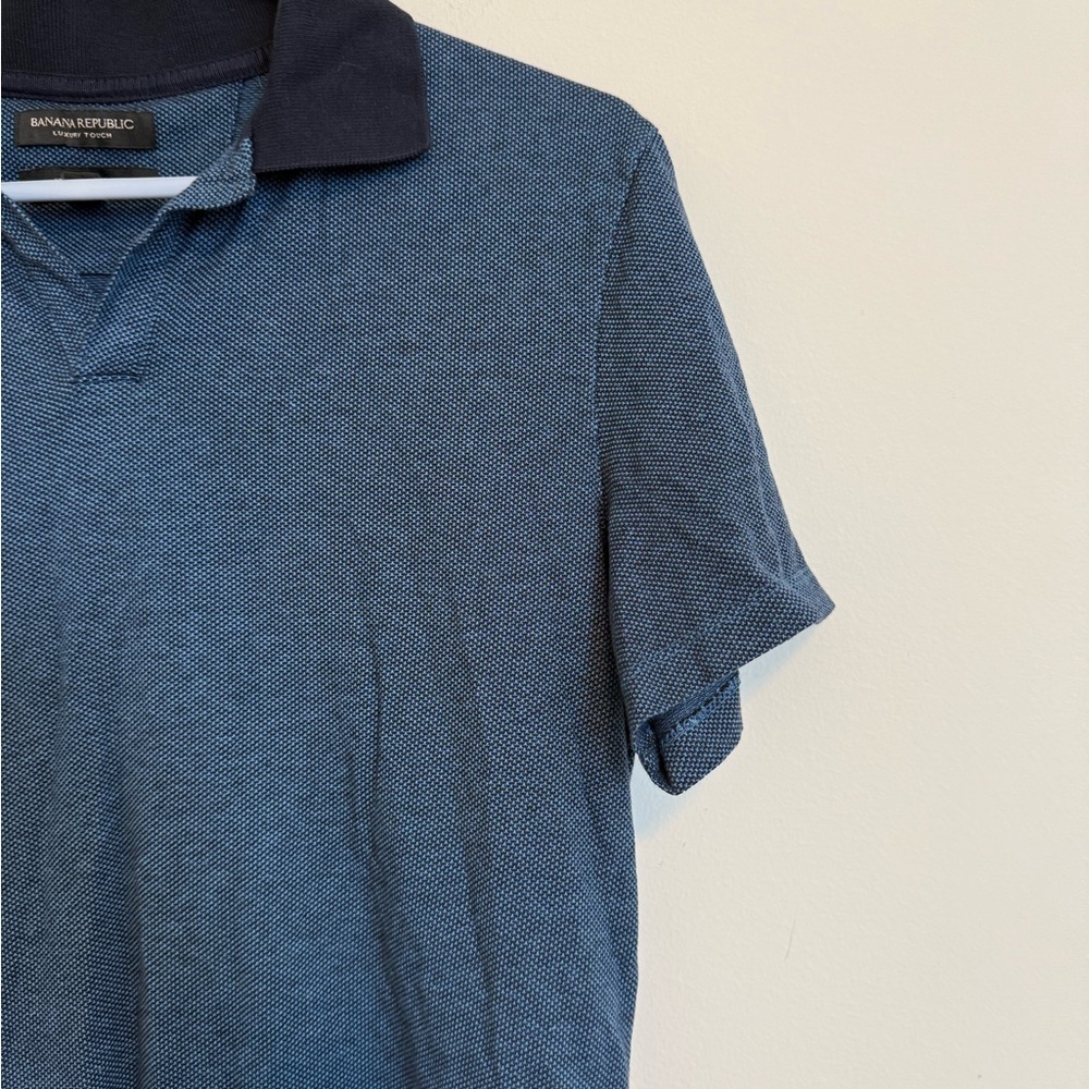2/$30 Banana Republic - Luxury Touch Men’s Navy Polo Shirt w Black Collar Small - Picture 5 of 8